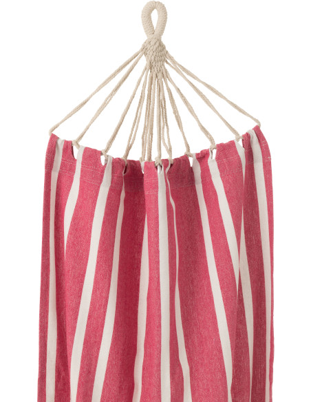 Hamac extérieur 1 place 200x100 en Coton Polyester Rose Blanc Motif rayures Zelo - 3
