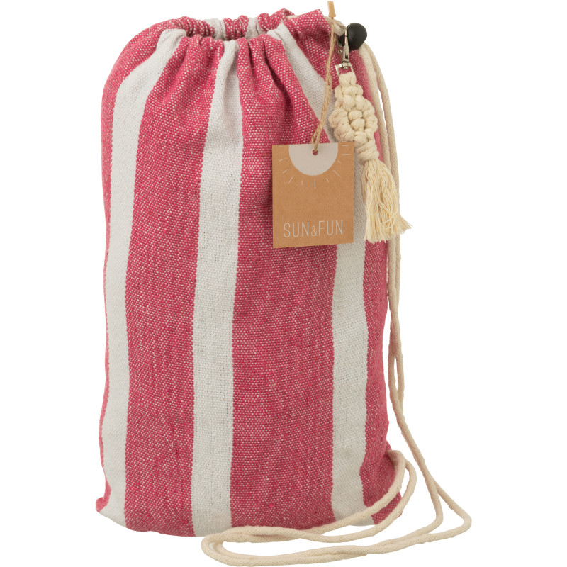 Hamac extérieur 1 place 200x100 en Coton Polyester Rose Blanc Motif rayures Zelo - 4
