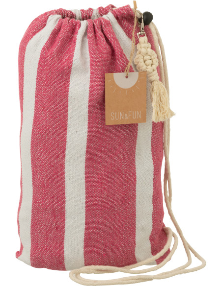 Hamac extérieur 1 place 200x100 en Coton Polyester Rose Blanc Motif rayures Zelo - 4