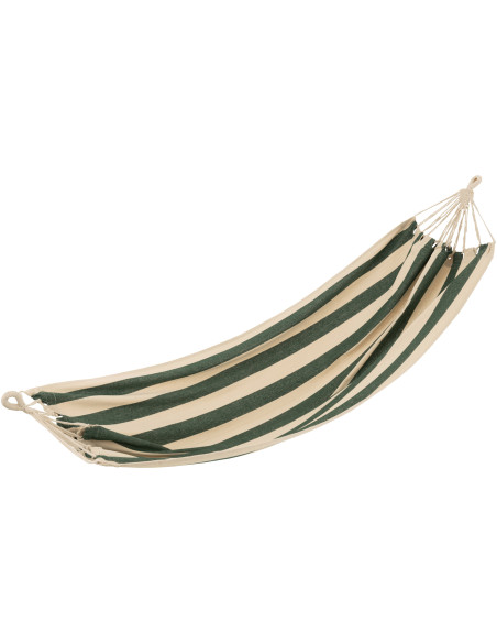 Hamac extérieur 1 place 200x100 en Coton Polyester Vert foncé Blanc écru Motif grandes rayures Nelu - 1