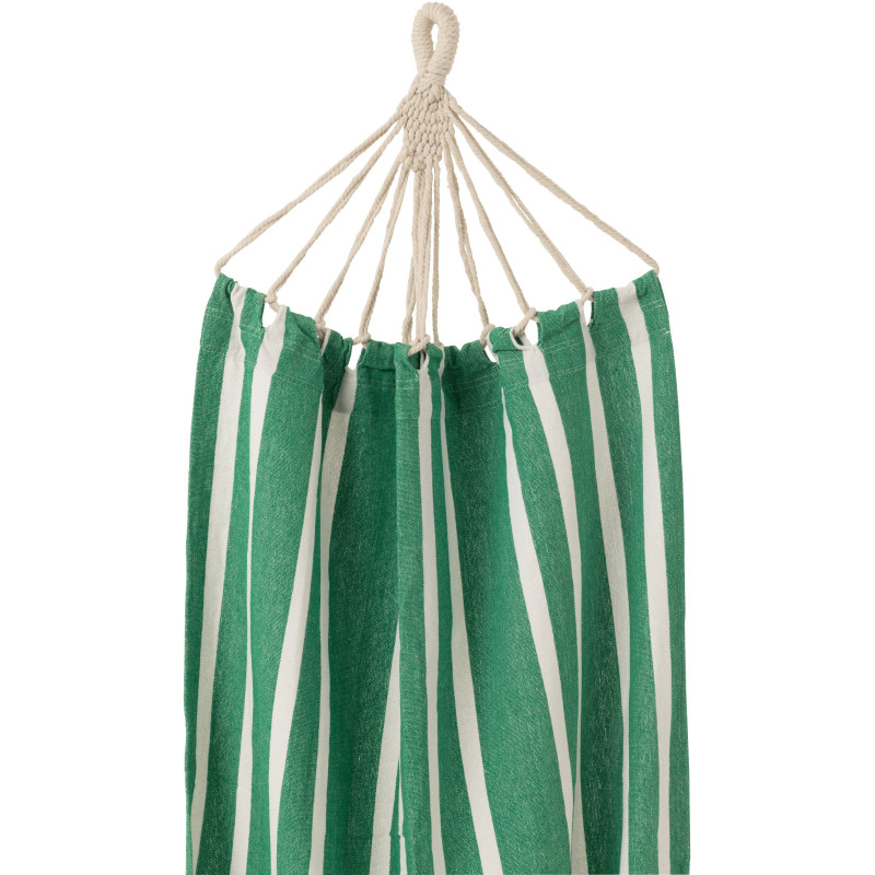 Hamac extérieur 1 place 200x100 en Coton Polyester Vert foncé Blanc Motif rayures Zelo - 3