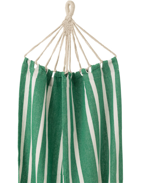 Hamac extérieur 1 place 200x100 en Coton Polyester Vert foncé Blanc Motif rayures Zelo - 3