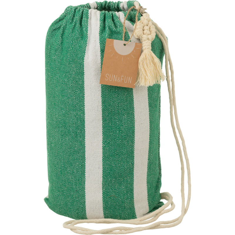 Hamac extérieur 1 place 200x100 en Coton Polyester Vert foncé Blanc Motif rayures Zelo - 4