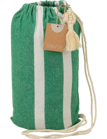 Hamac extérieur 1 place 200x100 en Coton Polyester Vert foncé Blanc Motif rayures Zelo - 4