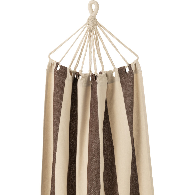 Hamac extérieur 1 place 200x100 en Coton Polyester Marron Blanc écru Motif grandes rayures Nelu - 3