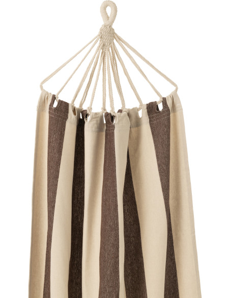 Hamac extérieur 1 place 200x100 en Coton Polyester Marron Blanc écru Motif grandes rayures Nelu - 3