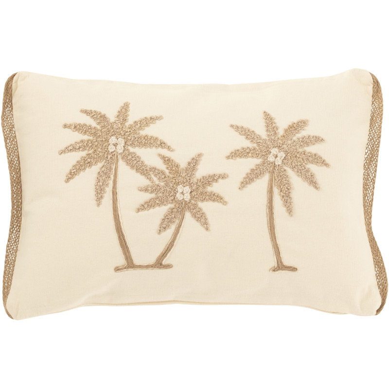 Coussin Palmiers Rectangulaire 45x30 en Coton Blanc crème Beige Puni - 1