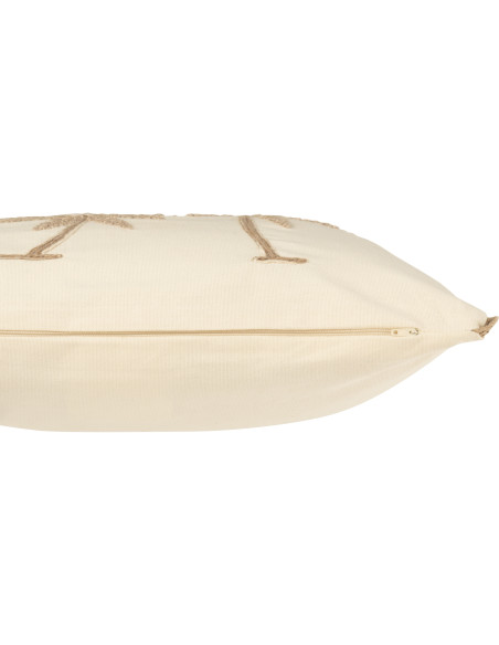 Coussin Palmiers Rectangulaire 45x30 en Coton Blanc crème Beige Puni - 3