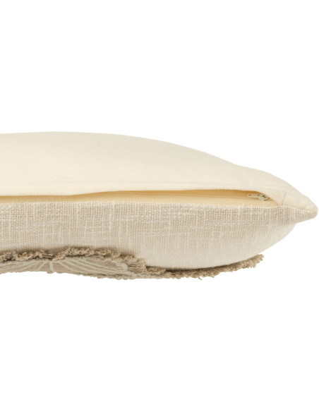 Grand Coussin Coquillage Carré 50x50 en Coton Laine Blanc Kren - 4