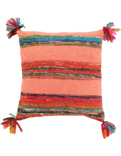 Coussin indien Carré 45x45 en Coton Polyester Multicolore Chindi - 1