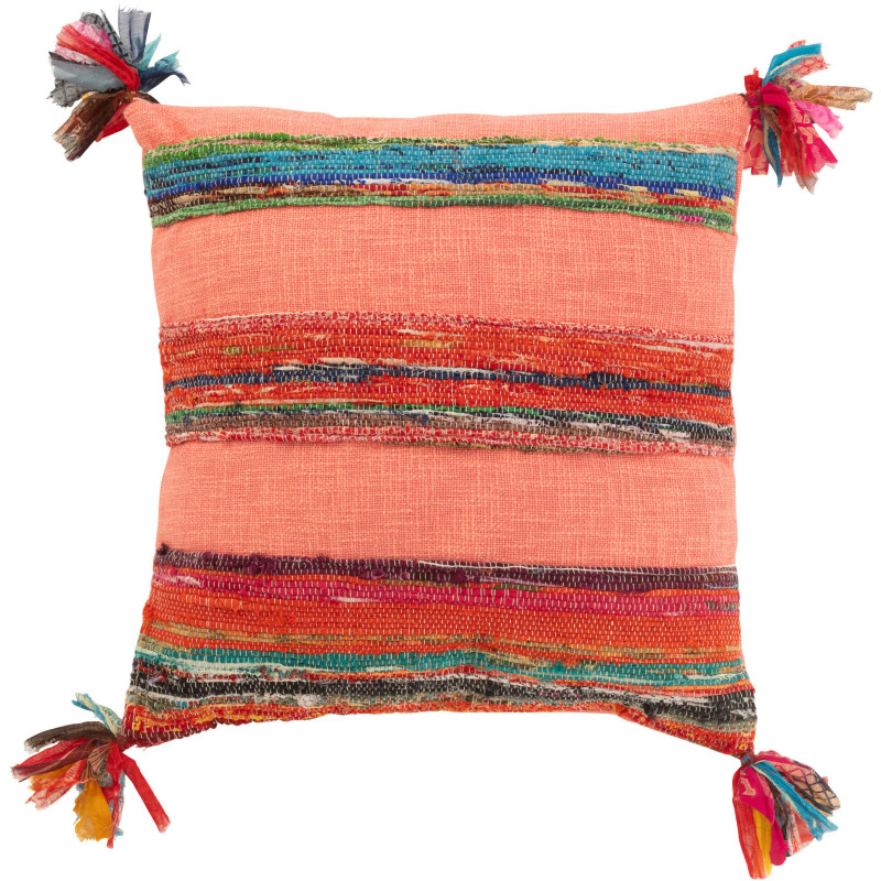 Coussin indien Carré 45x45 en Coton Polyester Multicolore Chindi - 1