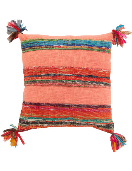 Coussin indien Carré 45x45 en Coton Polyester Multicolore Chindi - 1
