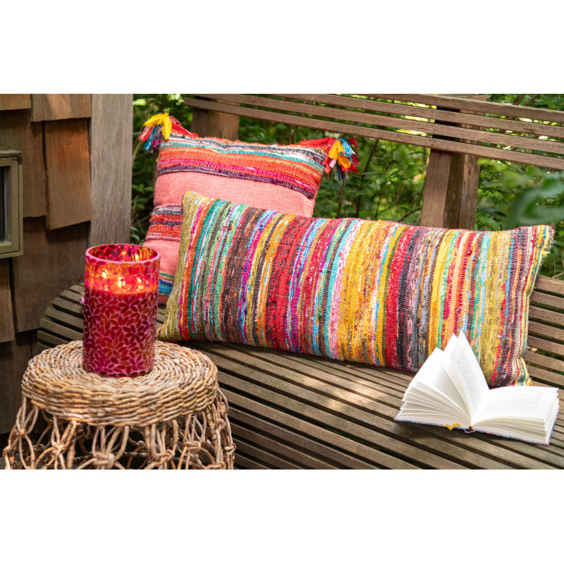 Coussin indien Carré 45x45 en Coton Polyester Multicolore Chindi - 2