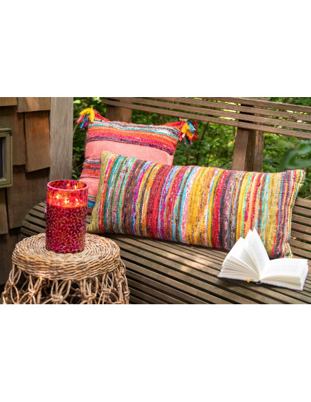 Coussin indien Carré 45x45 en Coton Polyester Multicolore Chindi - 2