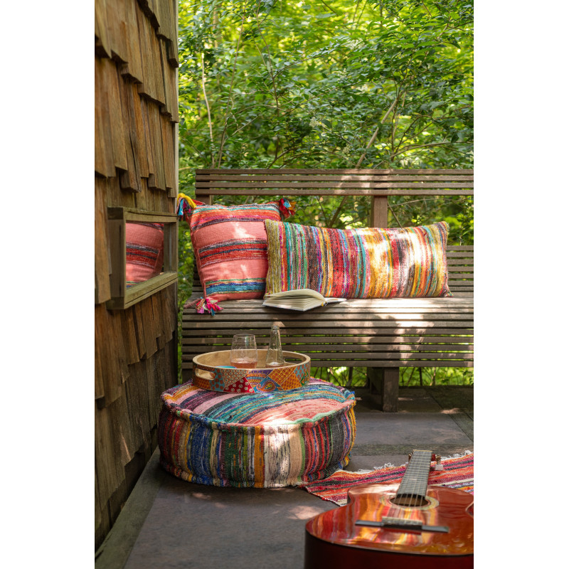 Coussin indien Carré 45x45 en Coton Polyester Multicolore Chindi - 4