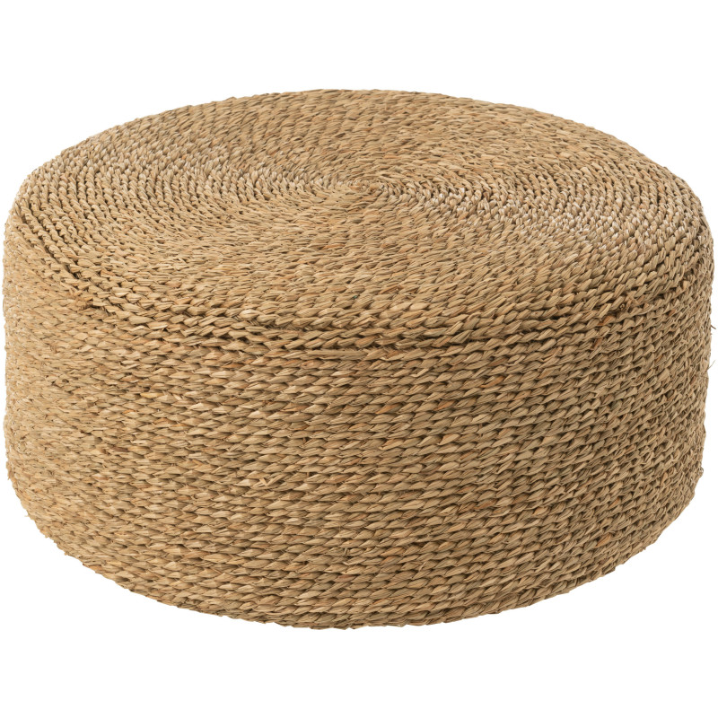 Grand Pouf africain rond 58 cm en Jonc de mer Naturel Tany - 1