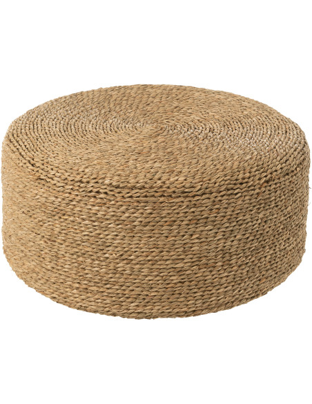 Grand Pouf africain rond 58 cm en Jonc de mer Naturel Tany - 1