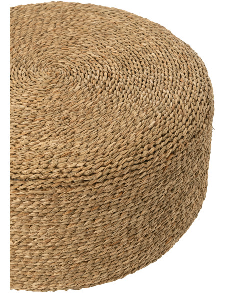 Grand Pouf africain rond 58 cm en Jonc de mer Naturel Tany - 4