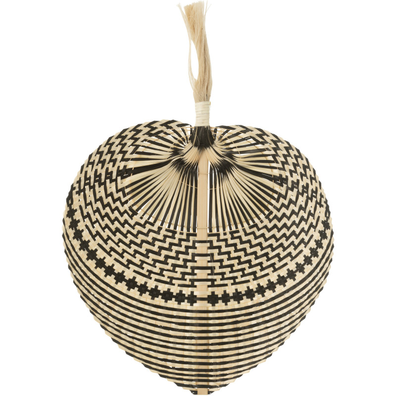 Grand Eventail déco ethnique chic 39x56 en Bambou Naturel Noir Tissé Hiko - 1