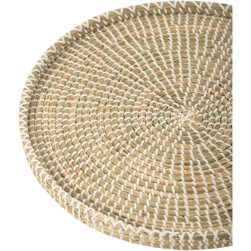 Grand Plateau déco 43 cm en Jonc de mer Naturel Blanc Tressé Lary - 2