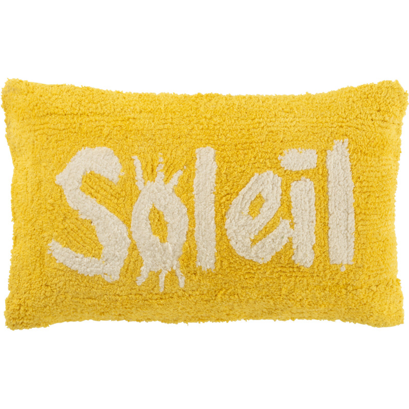 Coussin original Soleil Rectangulaire 50x30 en Coton Jaune Blanc Tufté Zilu - 1
