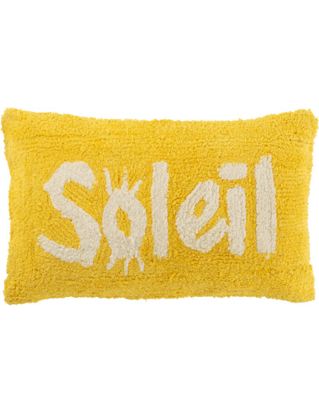 Coussin original Soleil Rectangulaire 50x30 en Coton Jaune Blanc Tufté Zilu - 1