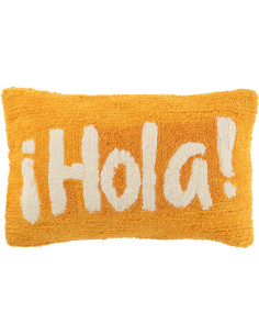 Coussin original Hola Rectangulaire 50x30 en Coton Orange Blanc Tufté Zilu - 1