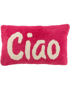 Coussin original Ciao Rectangulaire 50x30 en Coton Rose Blanc Tufté Zilu - 1