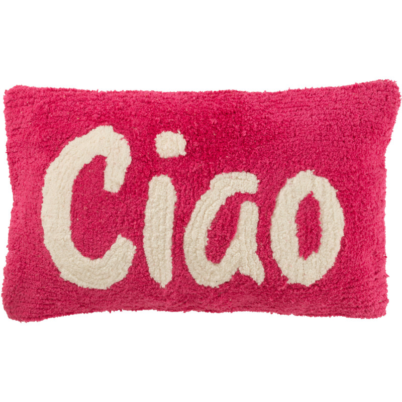 Coussin original Ciao Rectangulaire 50x30 en Coton Rose Blanc Tufté Zilu - 1