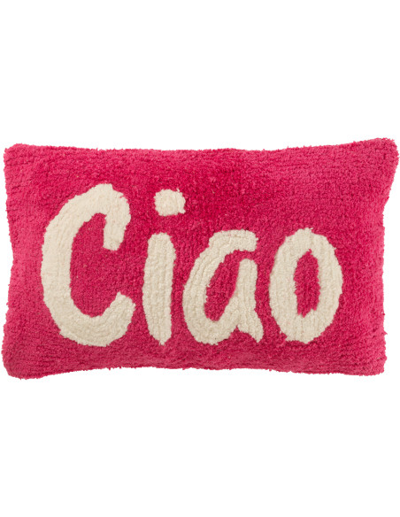Coussin original Ciao Rectangulaire 50x30 en Coton Rose Blanc Tufté Zilu - 1