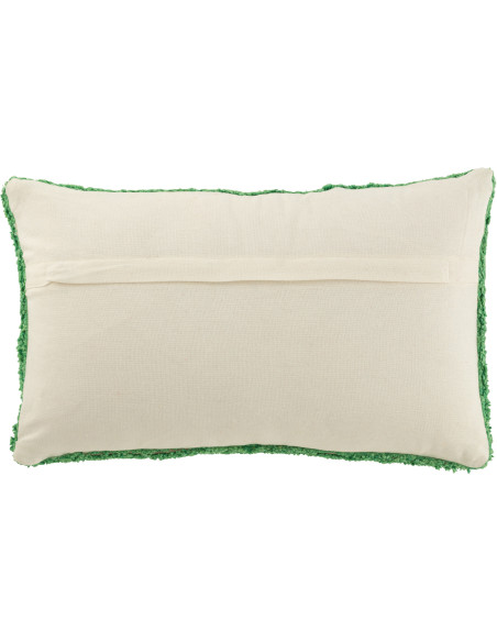 Coussin original Bonjour Rectangulaire 50x30 en Coton Vert Blanc Tufté Zilu - 3