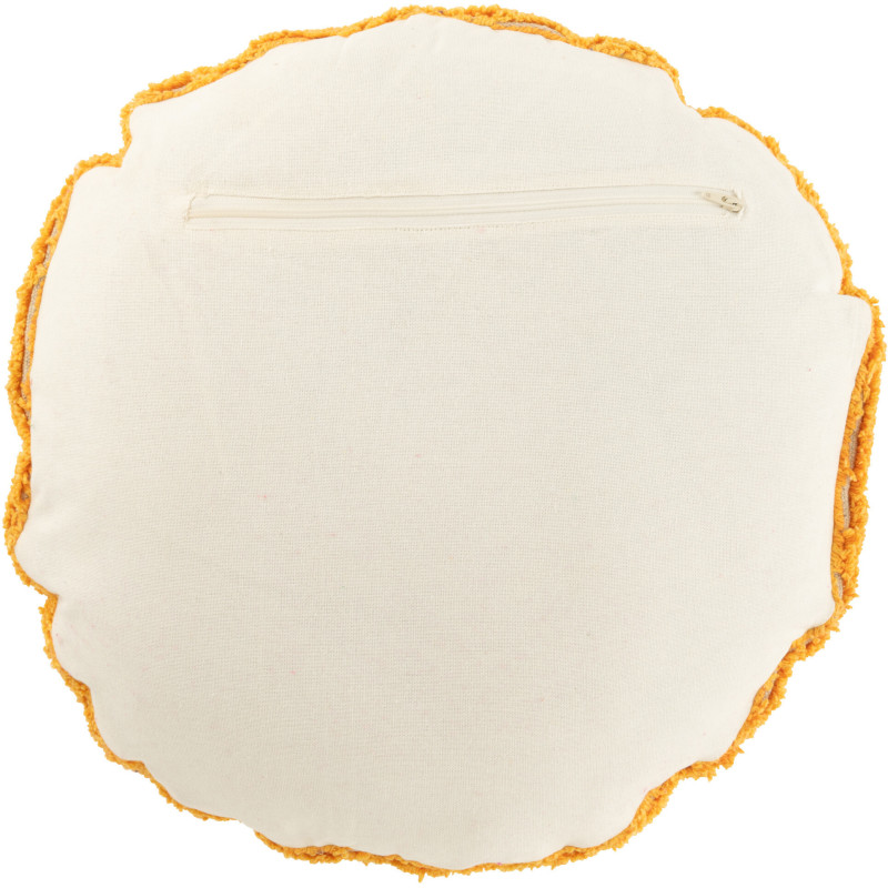 Coussin original Rond 45 cm en Coton Orange Blanc Tufté Smiley - 3