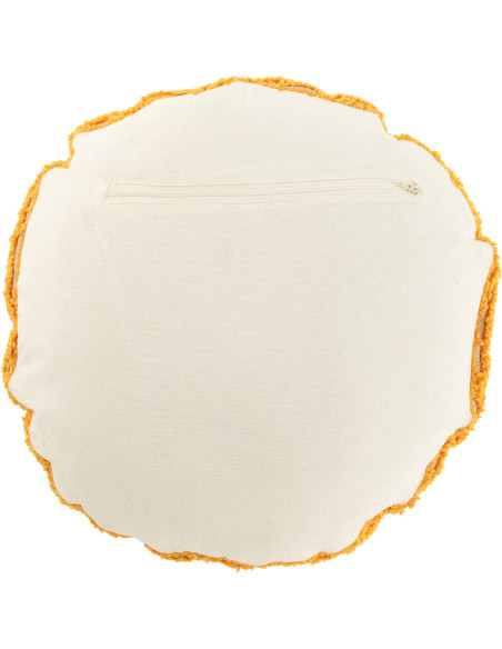 Coussin original Rond 45 cm en Coton Orange Blanc Tufté Smiley - 3