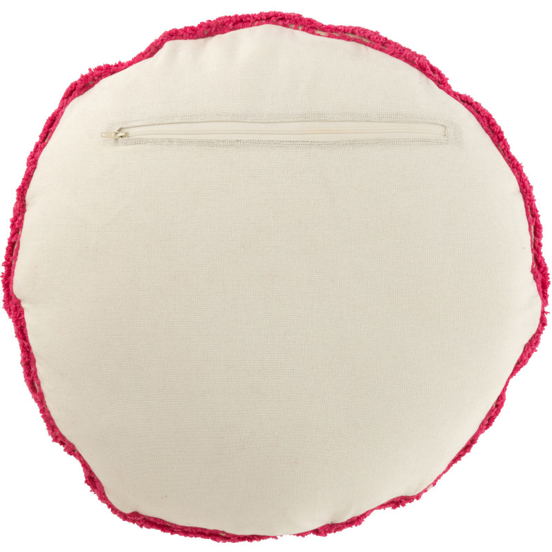 Coussin original Rond 45 cm en Coton Rose Blanc Tufté Smiley - 3