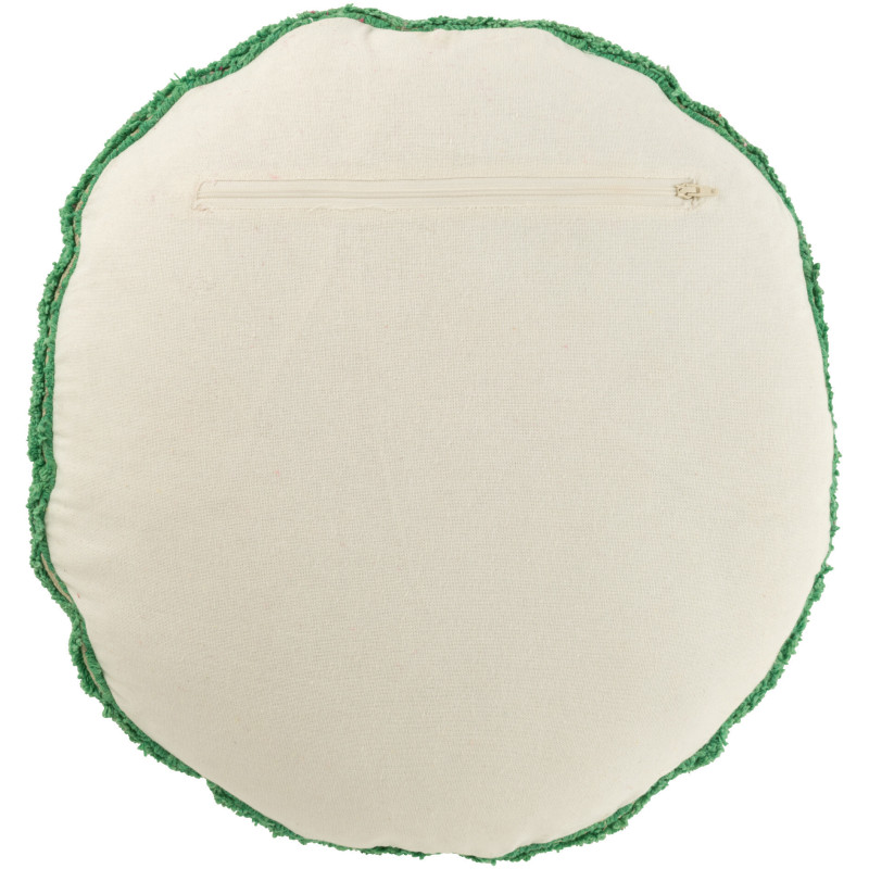 Coussin original Rond 45 cm en Coton Vert Blanc Tufté Smiley - 3