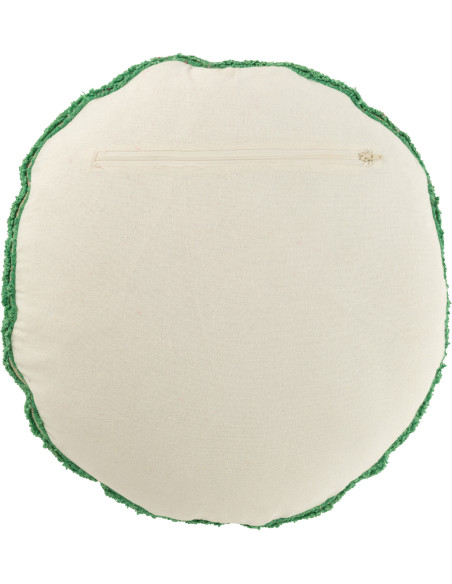 Coussin original Rond 45 cm en Coton Vert Blanc Tufté Smiley - 3