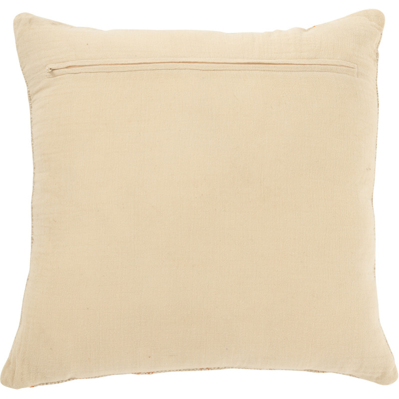 Coussin bohème Carré 45x45 en Coton Lin Beige Orange Motif lignes Toma - 2