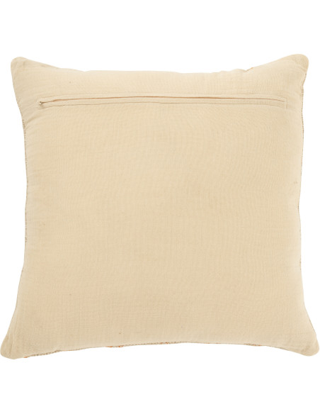 Coussin bohème Carré 45x45 en Coton Lin Beige Orange Motif lignes Toma - 2