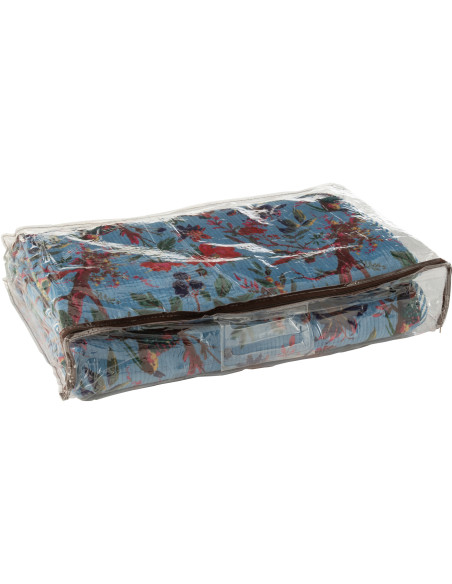 Plaid africain 130x180 en Velours de coton Bleu Motif oiseaux et fleurs Zyvo - 6