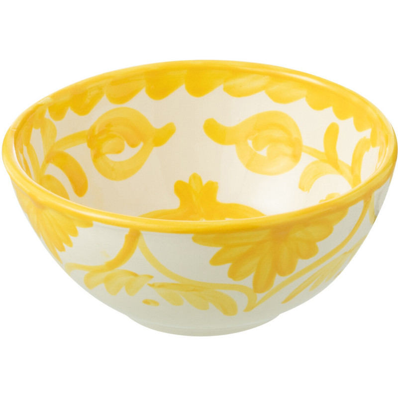 Petit Bol rond 14 cm en Céramique Jaune Blanc Motif fleur Granada - 1