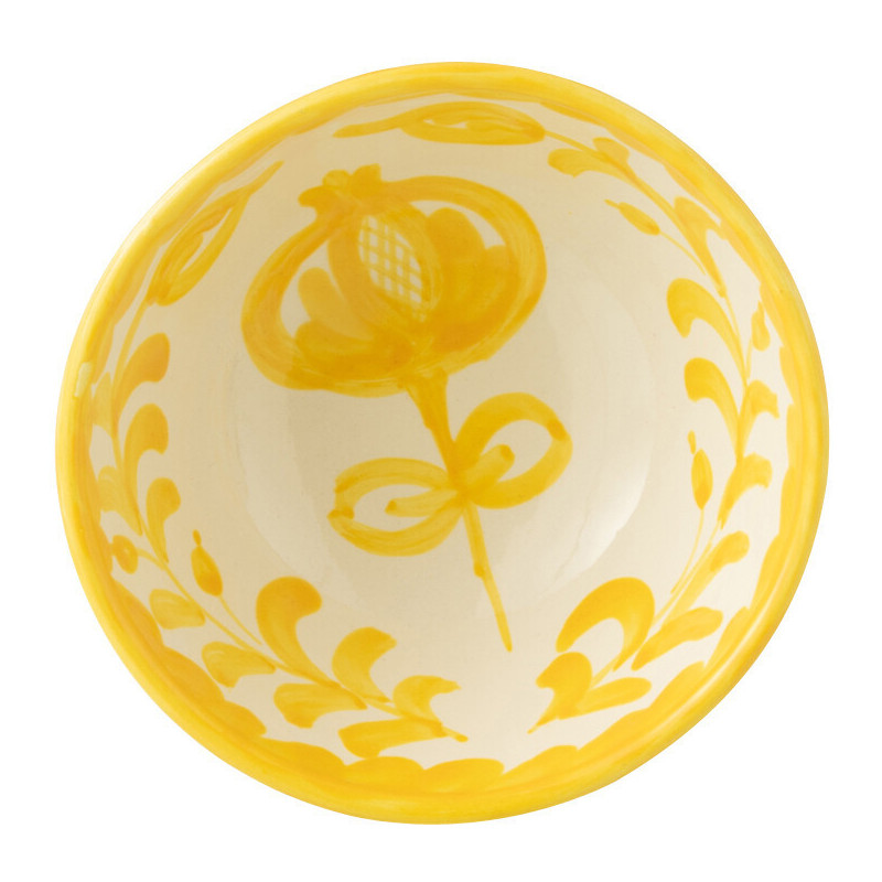 Petit Bol rond 14 cm en Céramique Jaune Blanc Motif fleur Granada - 2