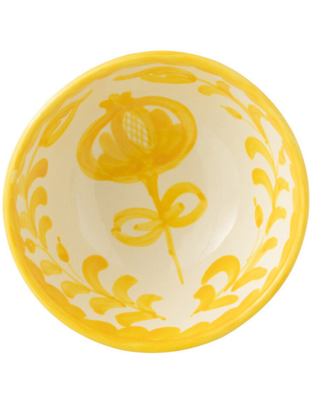Petit Bol rond 14 cm en Céramique Jaune Blanc Motif fleur Granada - 2