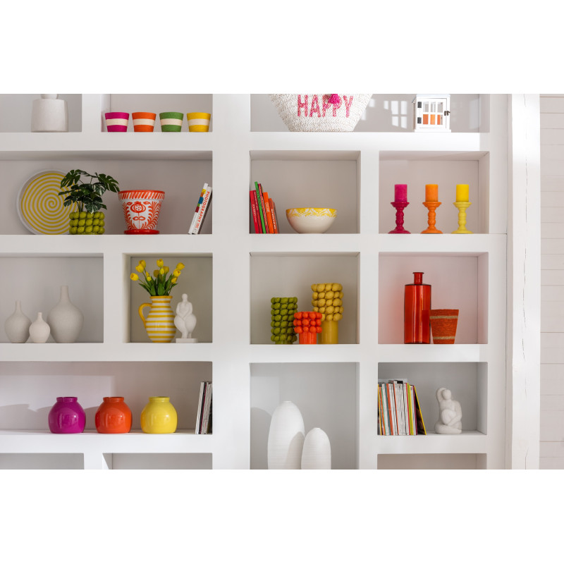 Grand Bol rond 22 cm en Céramique Jaune Blanc Motif fleur Granada - 2