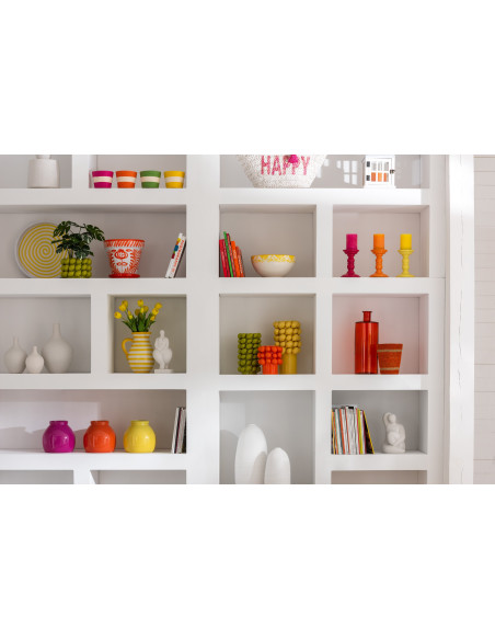 Grand Bol rond 22 cm en Céramique Jaune Blanc Motif fleur Granada - 2