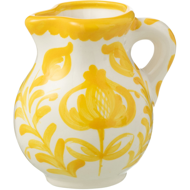Petit Pichet original 500 ml en Céramique Jaune Blanc Motif fleur Granada - 1