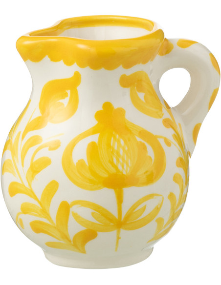 Petit Pichet original 500 ml en Céramique Jaune Blanc Motif fleur Granada - 1