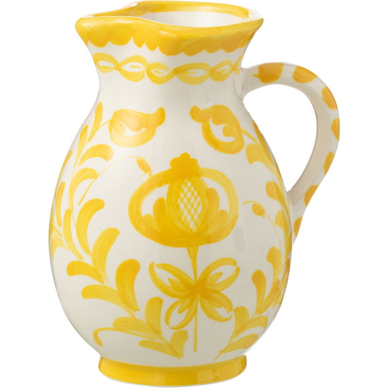 Pichet original 1,6 Litre en Céramique Jaune Blanc Motif fleur Granada - 1