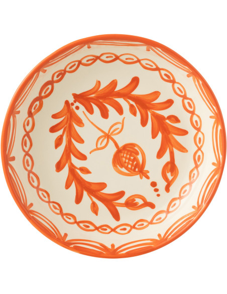 Plat original rond 25 cm en Céramique Orange Blanc Motif fleur Granada - 3