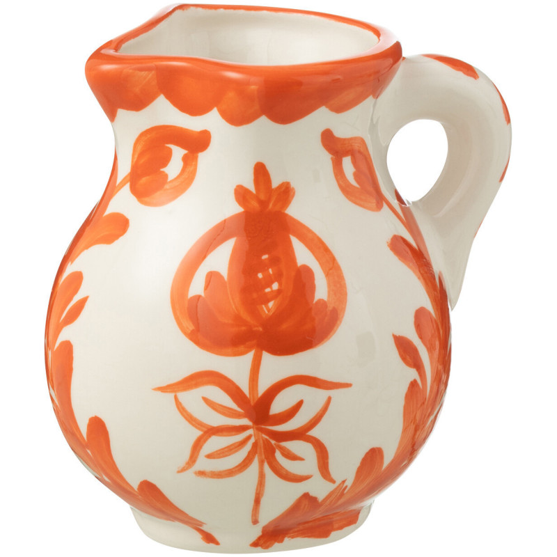 Petit Pichet original 500 ml en Céramique Orange Blanc Motif fleur Granada - 1