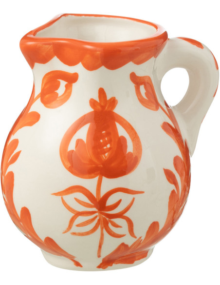 Petit Pichet original 500 ml en Céramique Orange Blanc Motif fleur Granada - 1